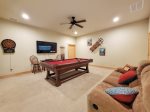 Lower Level Recreation Room with Pool/Ping Pong Table and Flat Screen TV